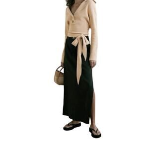 NANUSHKA Women’s Rosalie Open Back Belted Tie French Terry Sweater Top